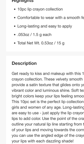 Kiss and Makeup 10 piece lip crayon sticks gloss - Picture 2 of 3